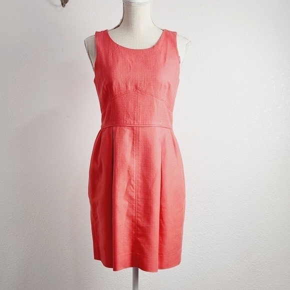 J. Crew Basketweave Orange Fit & Flare Dress Size: 4 - Picture 1 of 13